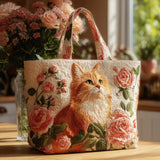 Bolso Artesanal - Gato de Jengibre con Rosas