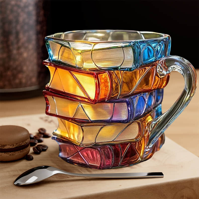 Taza 3D hecha a mano para amantes de los libros